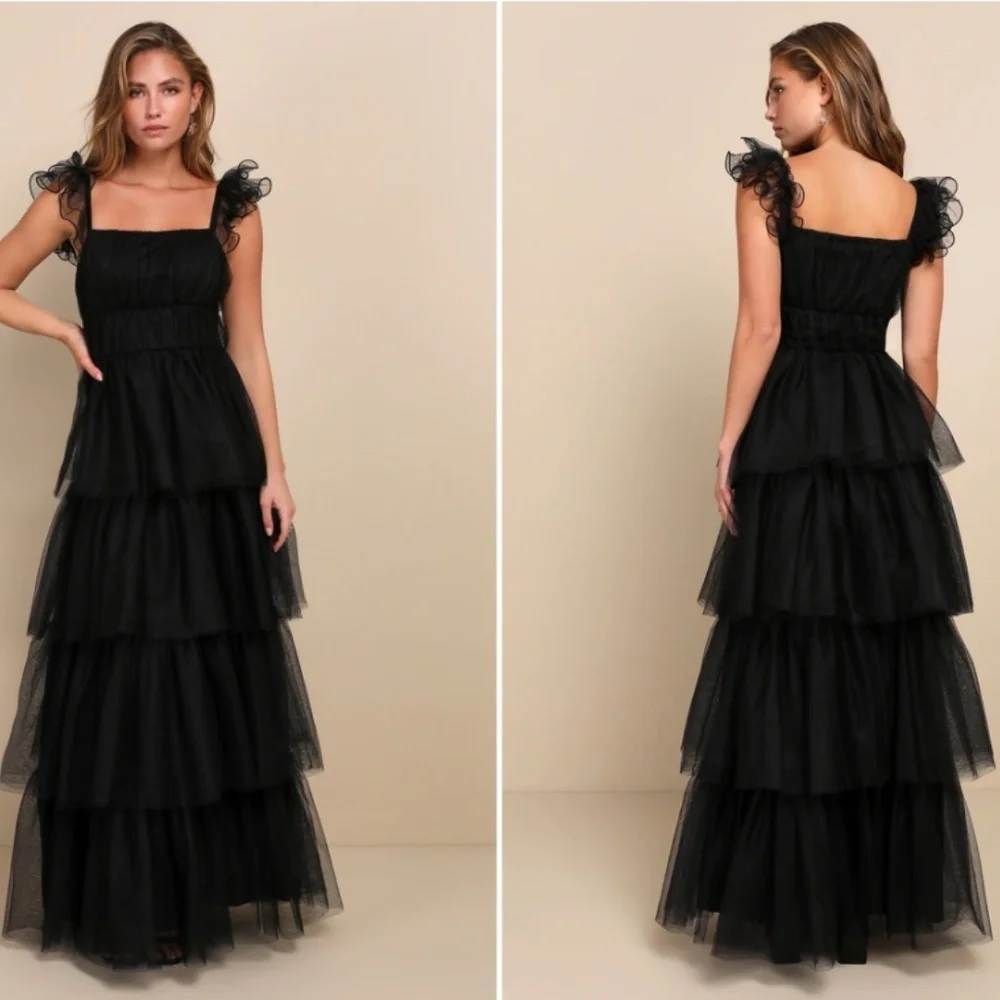 LULU's Prom Wedding Boho Tiered Tulle Chic Dress NWOT